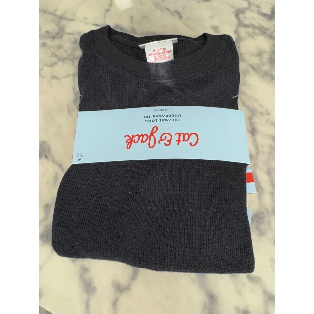 Cat & Jack Black Thermal Long Underwear Set Girls Size 8/10 M